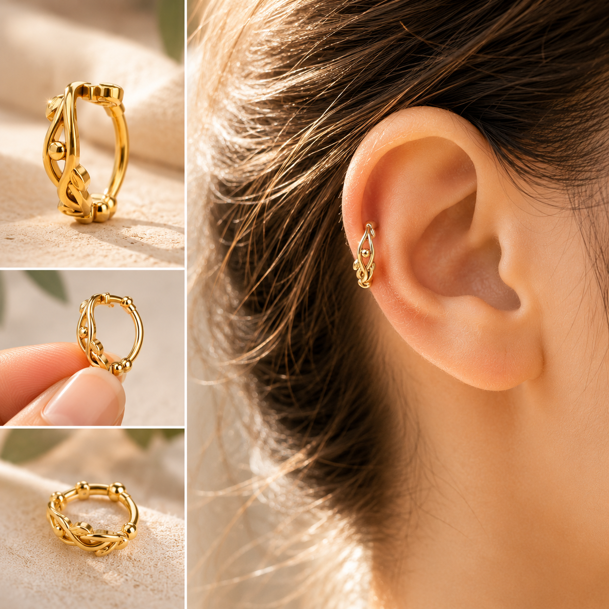 Boho Leaf Helix Hoop Earring