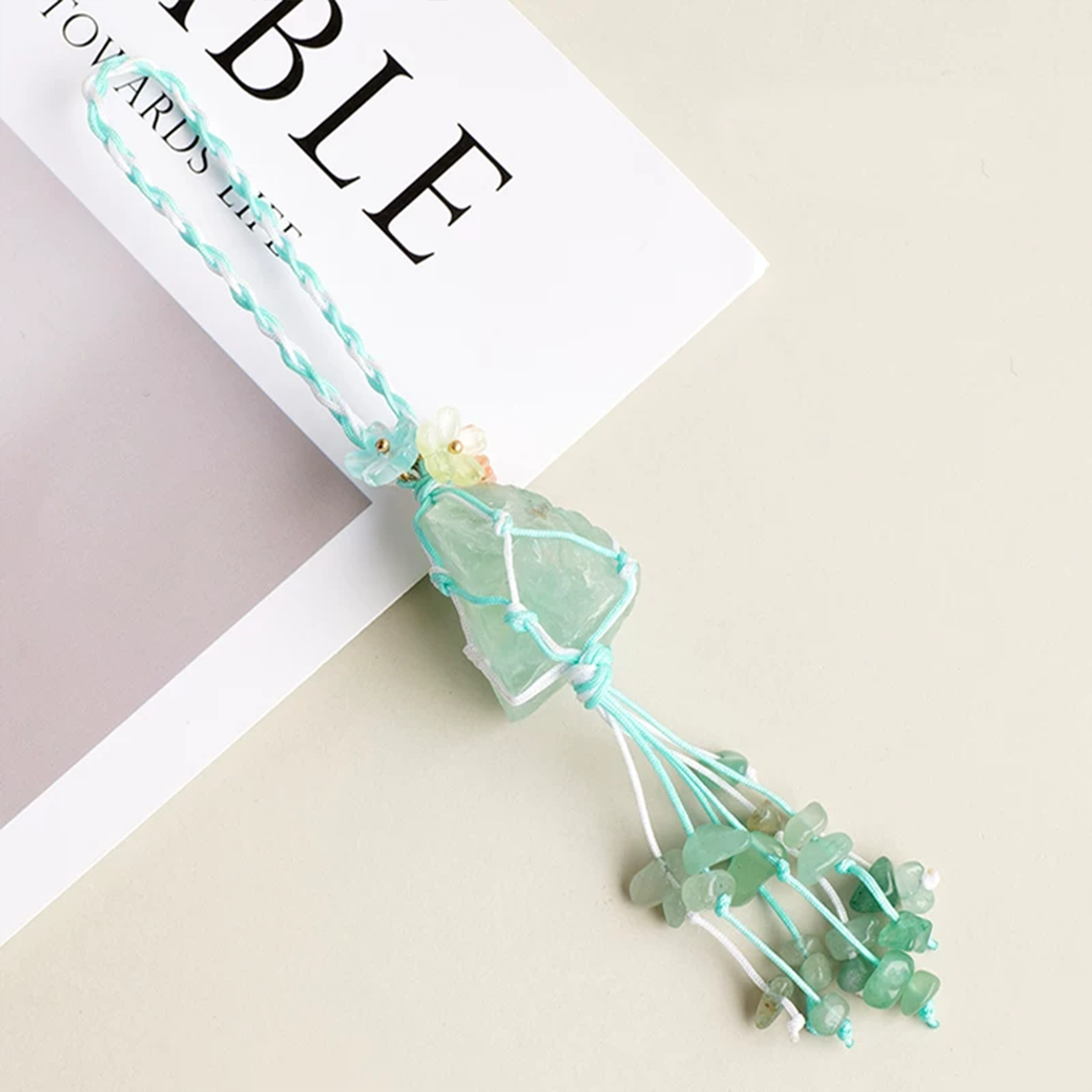 The Energy Companion | Handwoven Macramé Crystal Charm for Phone, Backpack & Bag