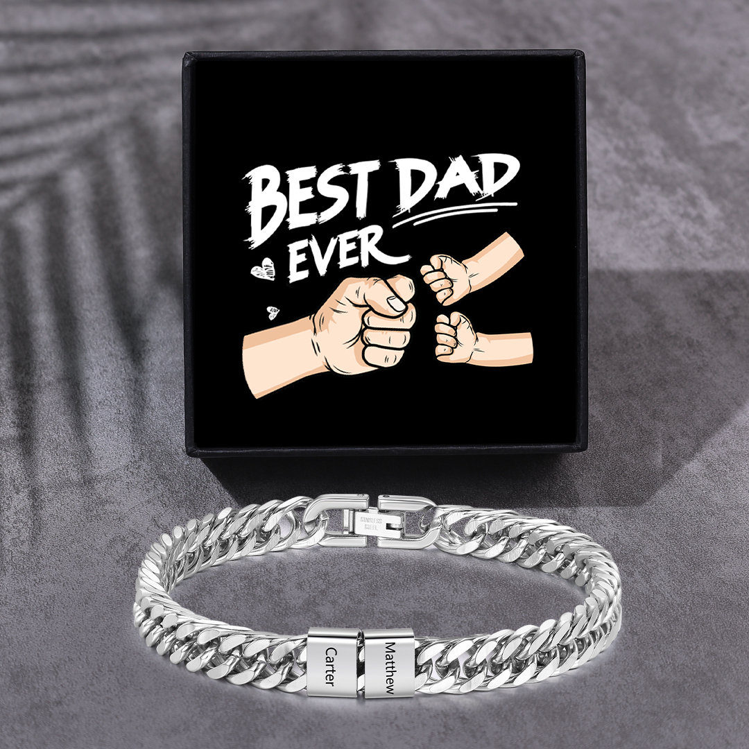 Custom 2-6 Names Cuban Link Mens Bracelet Personalised Gift for Men | Jessemade
