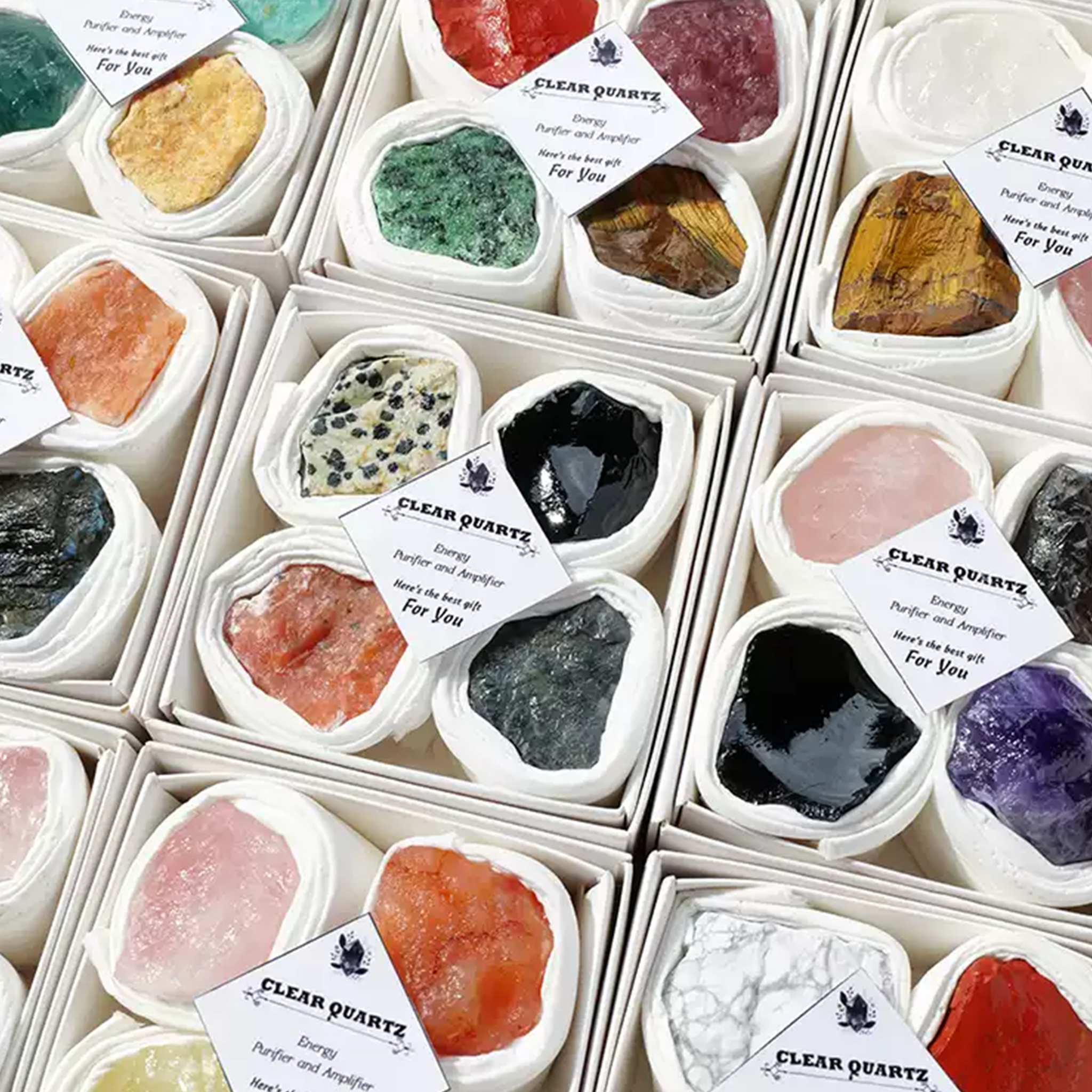 Celestial Treasures | 4-Piece Zodiac Healing Crystal Gift Set for DIY Crafting & Altar Decor