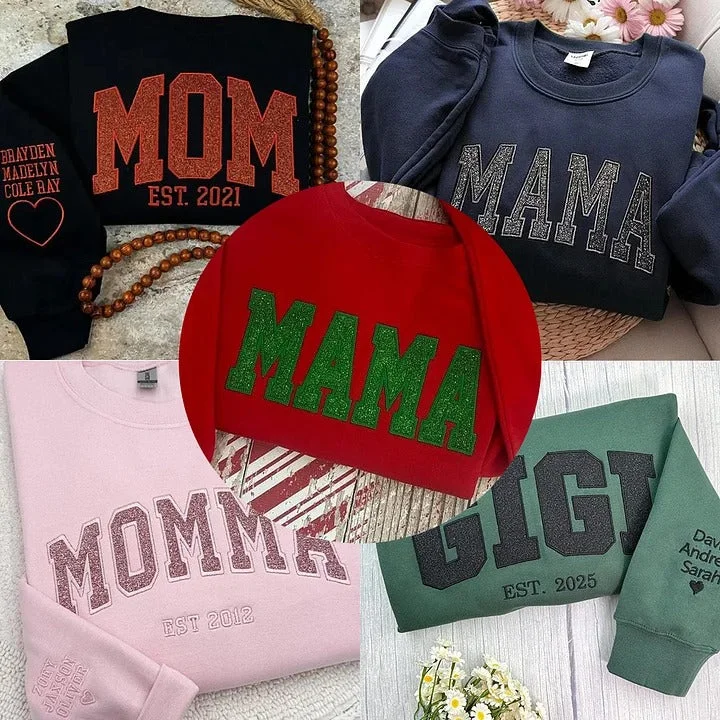 Custom Applique Glitter Mama Sweatshirt/T-shirt