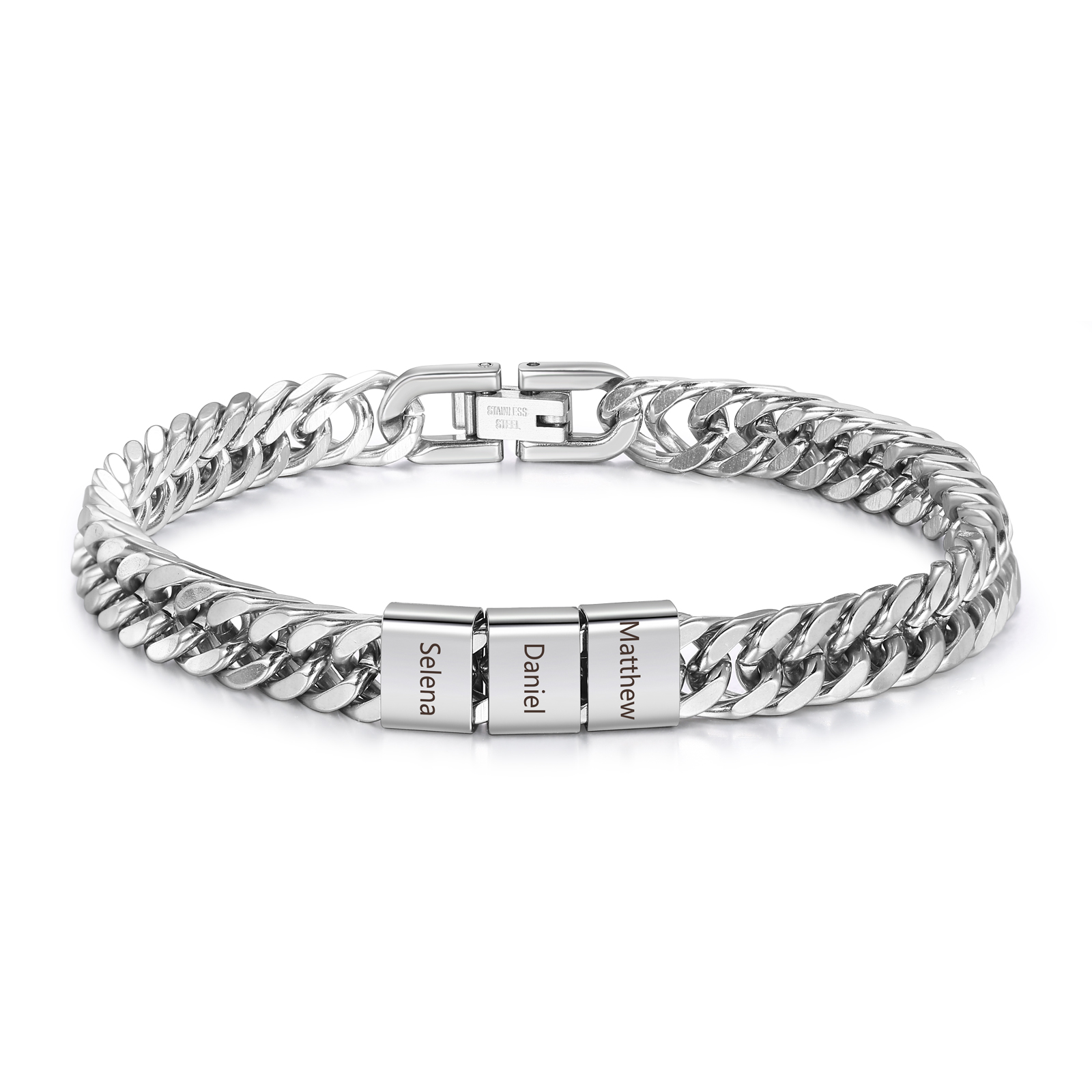 Custom 2-6 Names Cuban Link Mens Bracelet Personalised Gift for Men | Jessemade