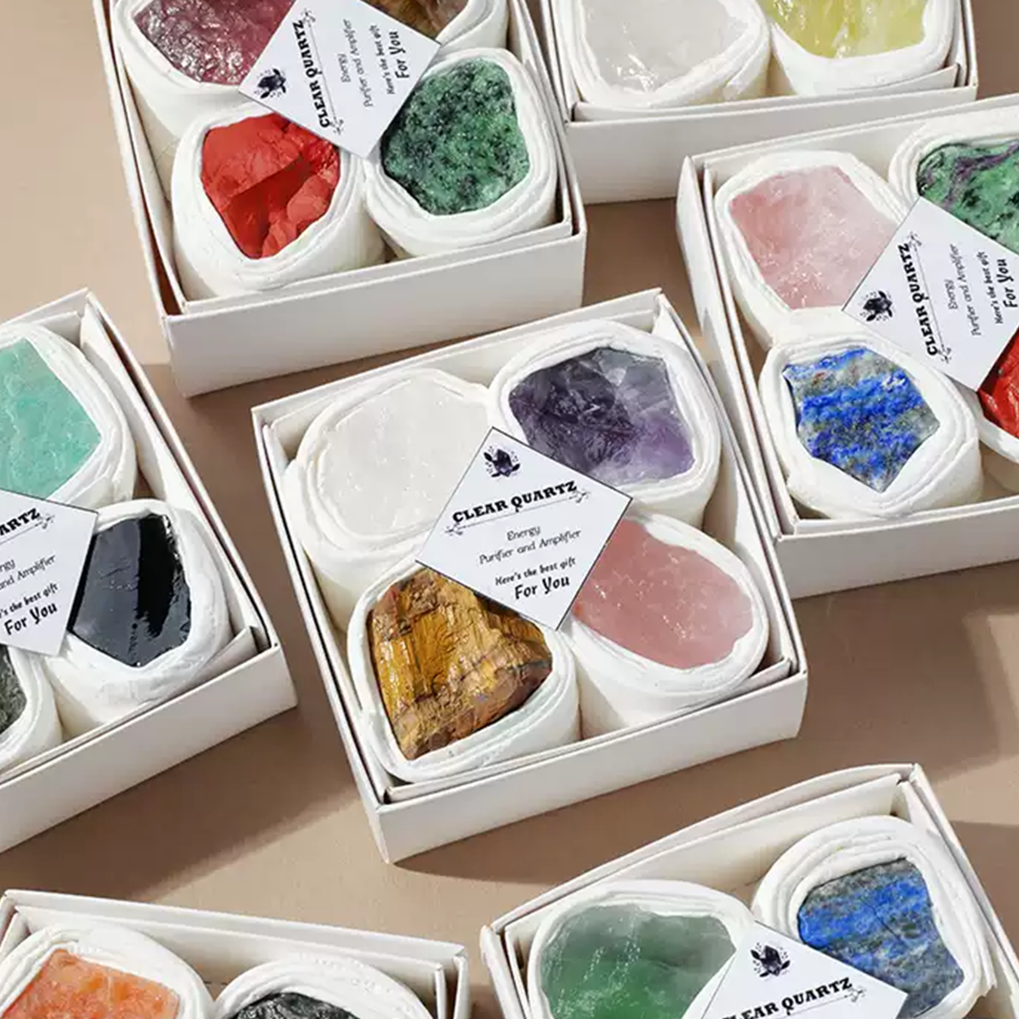 Celestial Treasures | 4-Piece Zodiac Healing Crystal Gift Set for DIY Crafting & Altar Decor