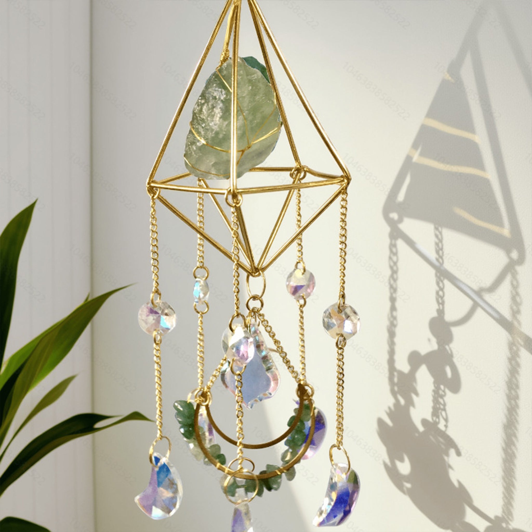 Crystal Suncatcher with Natural Gemstone