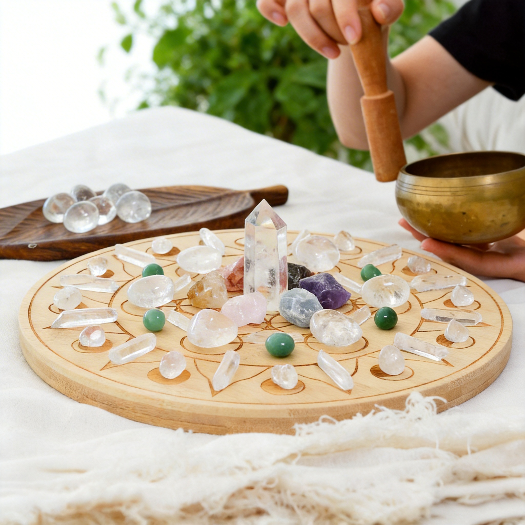 Master Manifestation Altar | 30cm Large Sacred Geometry Crystal Grid Set (49-Piece Collection)