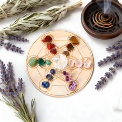 7-point star chakra crystal grid set for reiki