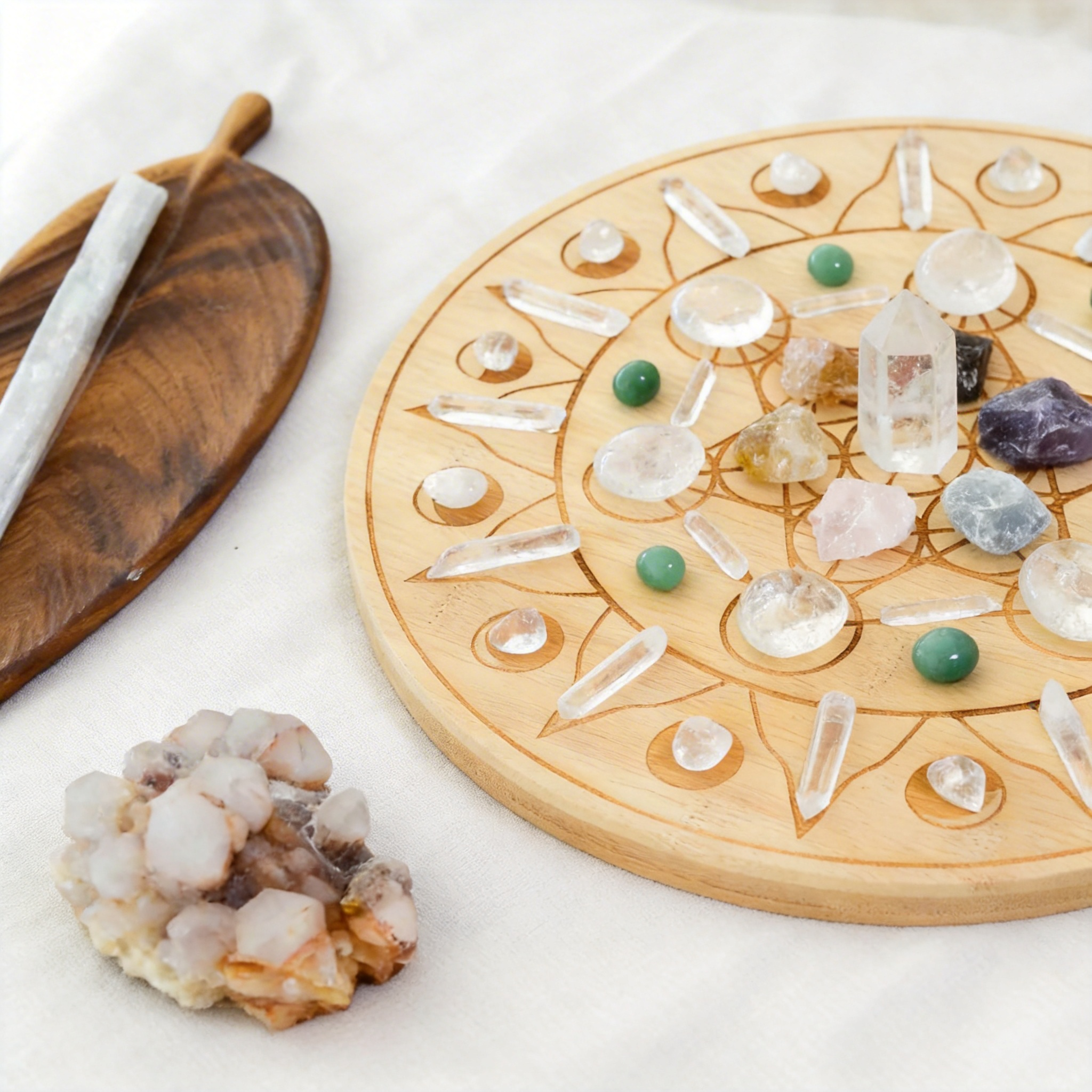 Master Manifestation Altar | 30cm Large Sacred Geometry Crystal Grid Set (49-Piece Collection)