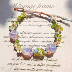 Garden Waltz handmade pastel crystal bracelet with floral charms spring jewelry