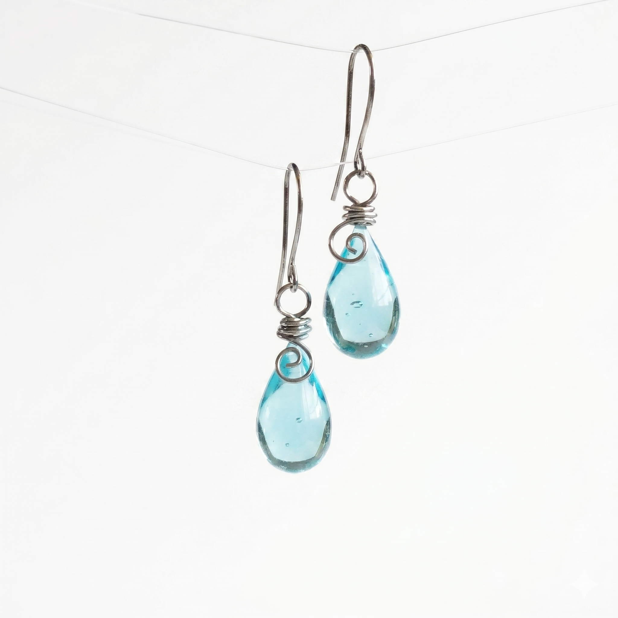 Teardrop Mason Jar Earrings: Recycled Vintage Glass